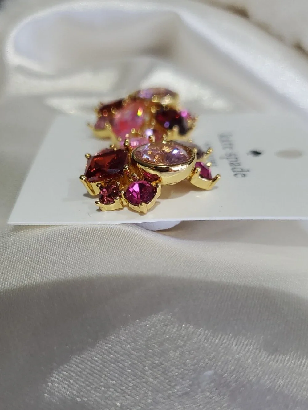 kate spade Pink & Red Crystal Cluster Earrings
